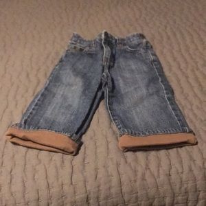 Janie and jack jeans with brown cuff 12-18 m